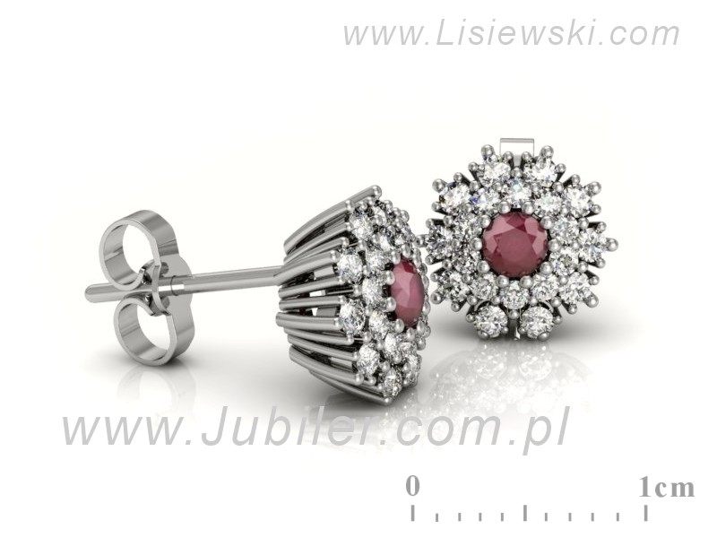 Kolczyki z rubinami z brylantami białe złoto - K15059BR — zdjęcie 3