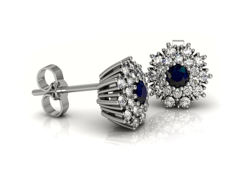 Kolczyki z szafirami i brylantami białe złoto - k15059bsz — zdjęcie 3
