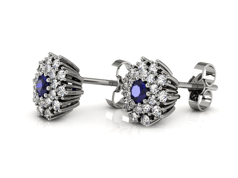 Kolczyki z szafirami i brylantami białe złoto - k15059bszc — zdjęcie 3