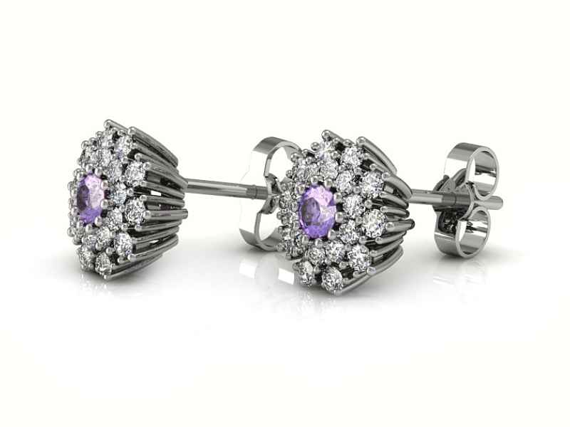 Kolczyki z tanzanitami z brylantami białe złoto - k15059bt — zdjęcie 3