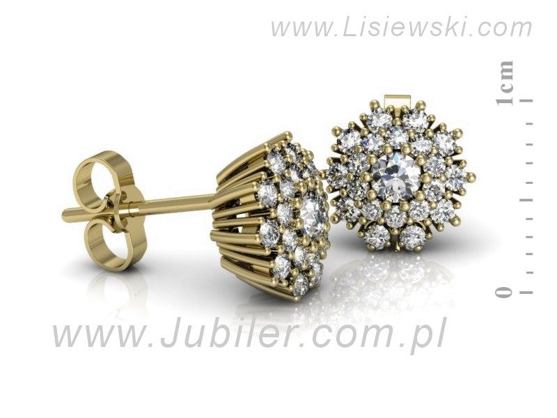 Złote kolczyki z brylantami żółte złoto - k15059z — zdjęcie 3