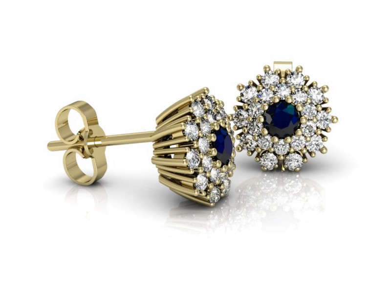 Kolczyki z szafirami żółte złoto z brylantami - k15059zsz — zdjęcie 3
