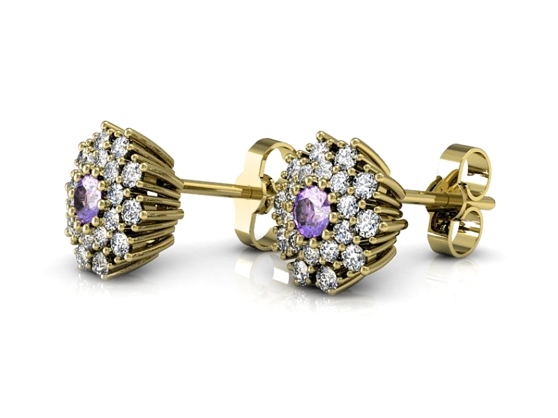 Złote kolczyki z tanzanitami z brylantami - k15059zt — zdjęcie 3