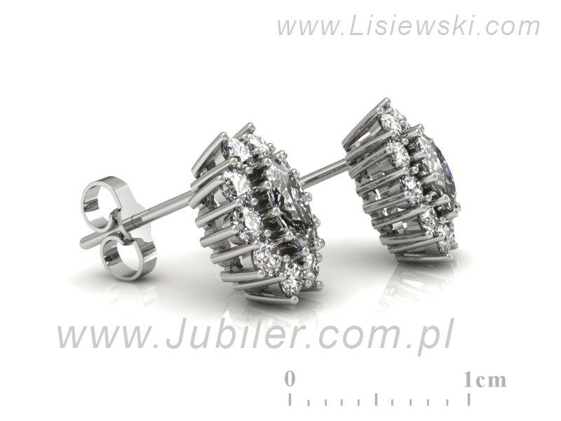 Złote kolczyki z diamentami białe złoto - K15063B — zdjęcie 3