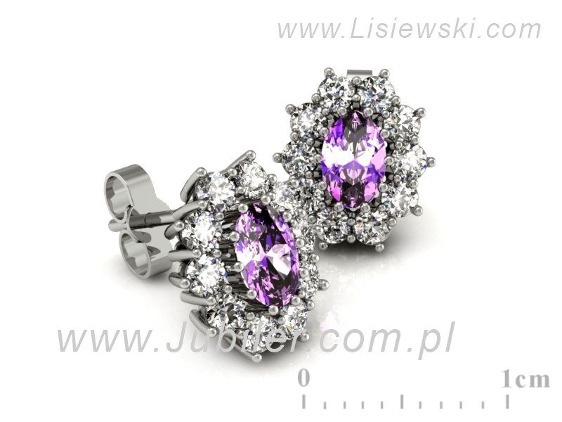 Złote kolczyki z ametystami i diamentami - K15063BA — zdjęcie 3