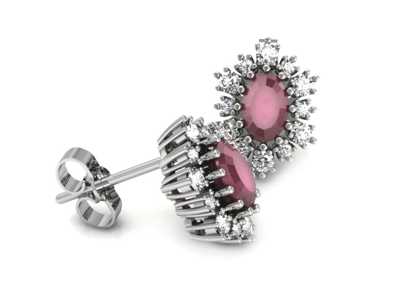 Kolczyki z rubinami i brylantami białe złoto - k15074br — zdjęcie 2