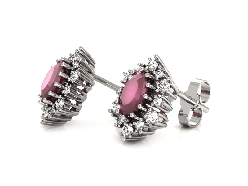 Kolczyki z rubinami i brylantami białe złoto - k15074br — zdjęcie 3