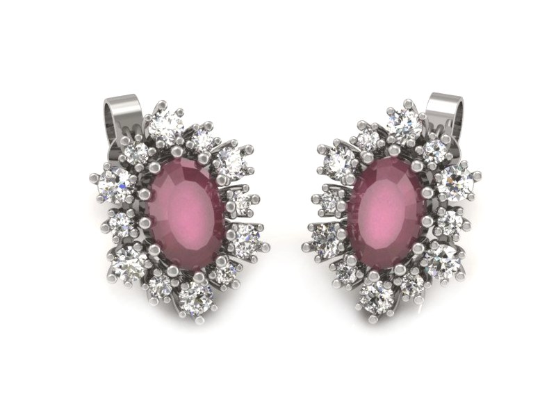 Kolczyki z rubinami i brylantami białe złoto - k15074br