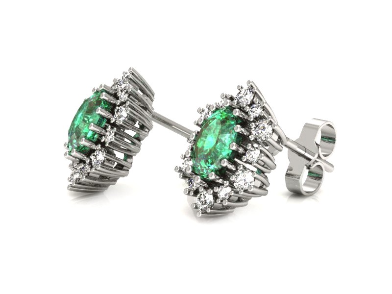 Złote kolczyki ze szmaragdami i brylantami - k15074bsm — zdjęcie 2