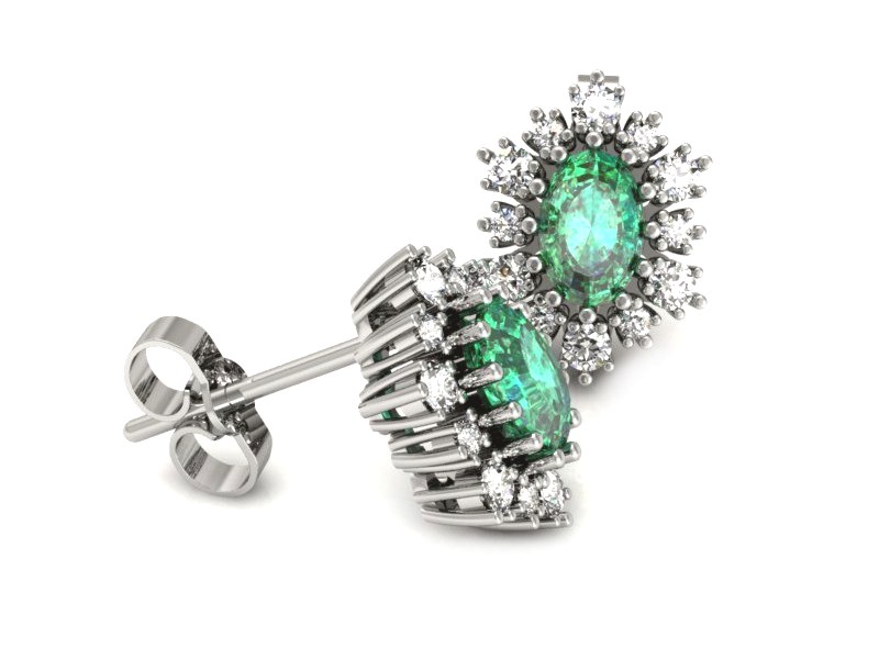 Złote kolczyki ze szmaragdami i brylantami - k15074bsm — zdjęcie 3