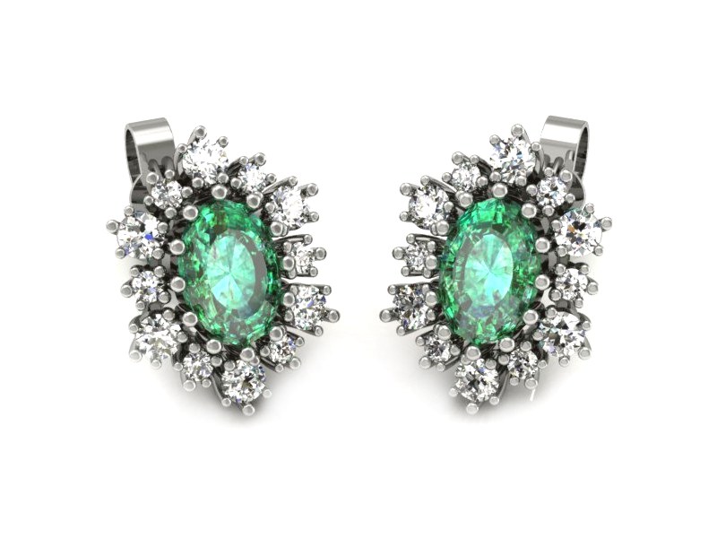 Złote kolczyki ze szmaragdami i brylantami - k15074bsm