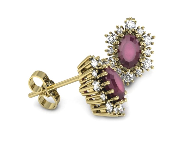 Kolczyki z rubinami żółte złoto z brylantami - k15074zr — zdjęcie 3