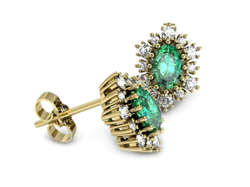 Złote kolczyki ze szmaragdami i brylantami - k15074zsm — zdjęcie 3