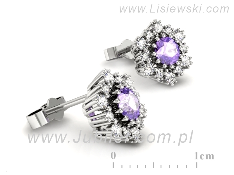 Kolczyki z tanzanitami z brylantami białe złoto - k15075bt — zdjęcie 3