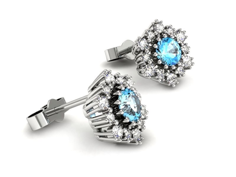 Złote kolczyki z topazami z brylantami - k15075btp — zdjęcie 3