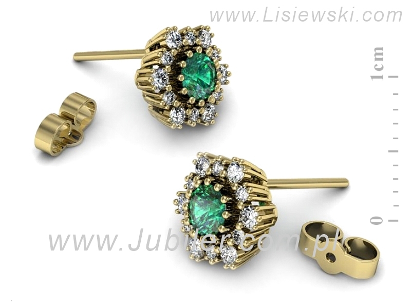 Złote kolczyki ze szmaragdami i brylantami - k15075zsm — zdjęcie 2