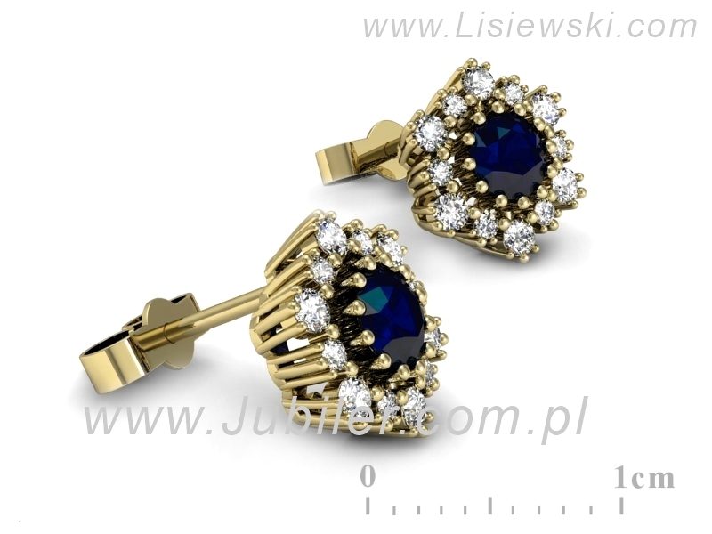 Kolczyki z szafirami i brylantami żółte złoto - k15075zsz — zdjęcie 3
