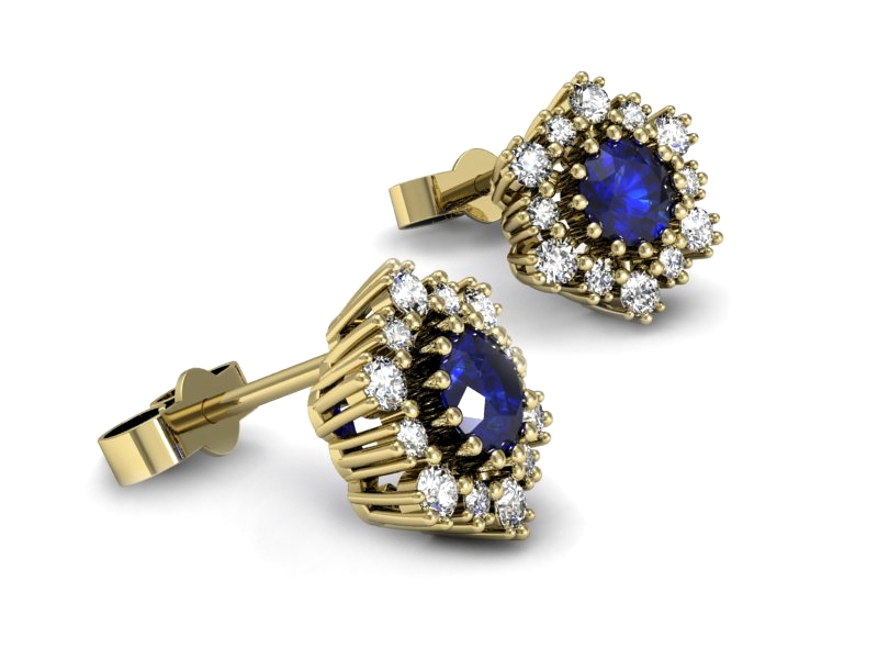 Kolczyki z szafirami i brylantami żółte złoto - k15075zszc — zdjęcie 3