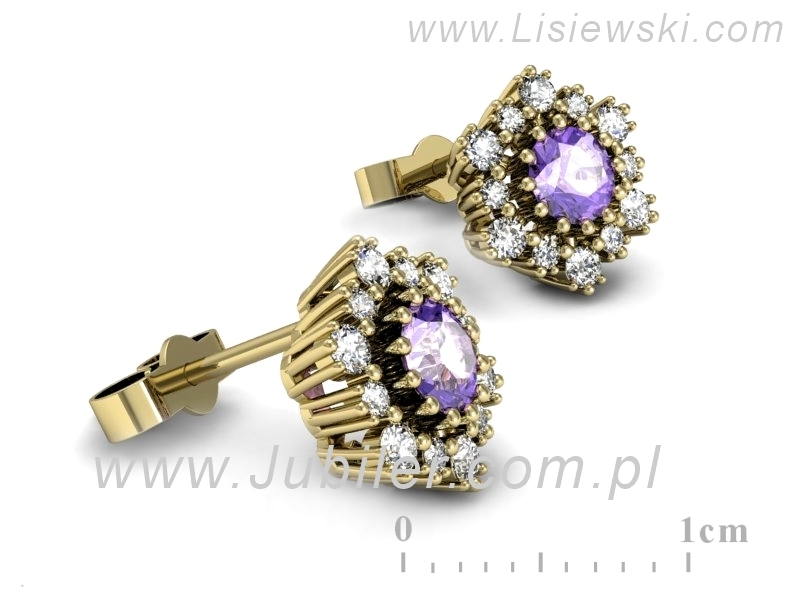 Złote kolczyki z tanzanitami z brylantami - k15075zt — zdjęcie 3