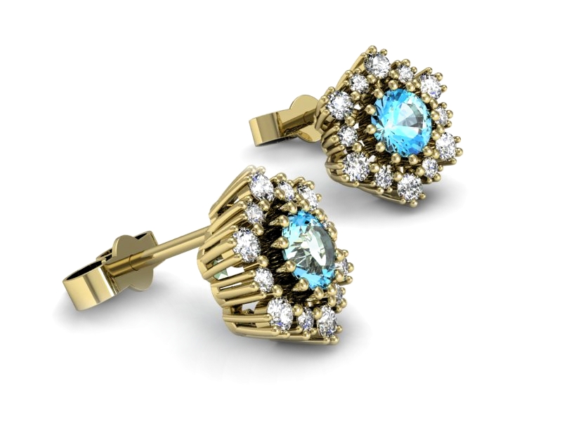 Kolczyki z topazami i brylantami żółte złoto - k15075ztp — zdjęcie 3
