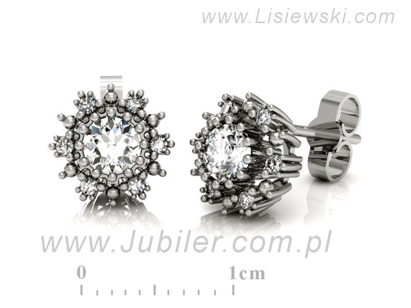 Złote kolczyki z brylantami białe złoto - k15077b — zdjęcie 2