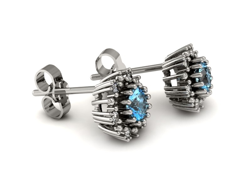 Złote kolczyki z topazami z brylantami - k15077ba — zdjęcie 3