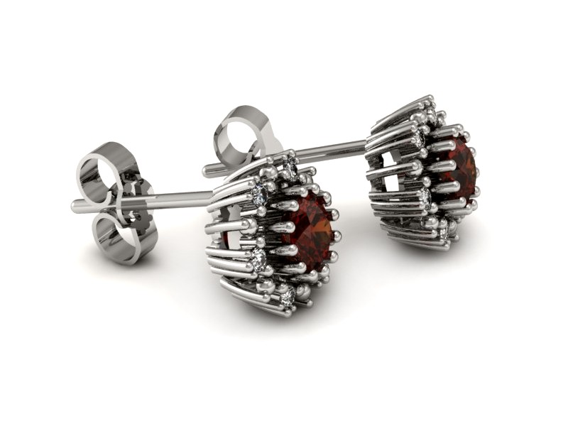 Kolczyki z granatami i brylantami białe złoto - k15077bgr — zdjęcie 3