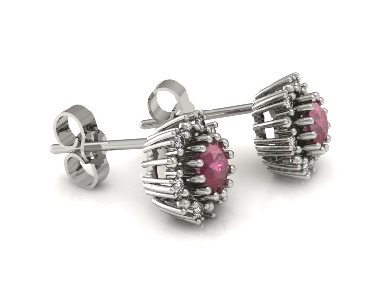 Kolczyki z rubinami z brylantami białe złoto - k15077br — zdjęcie 3