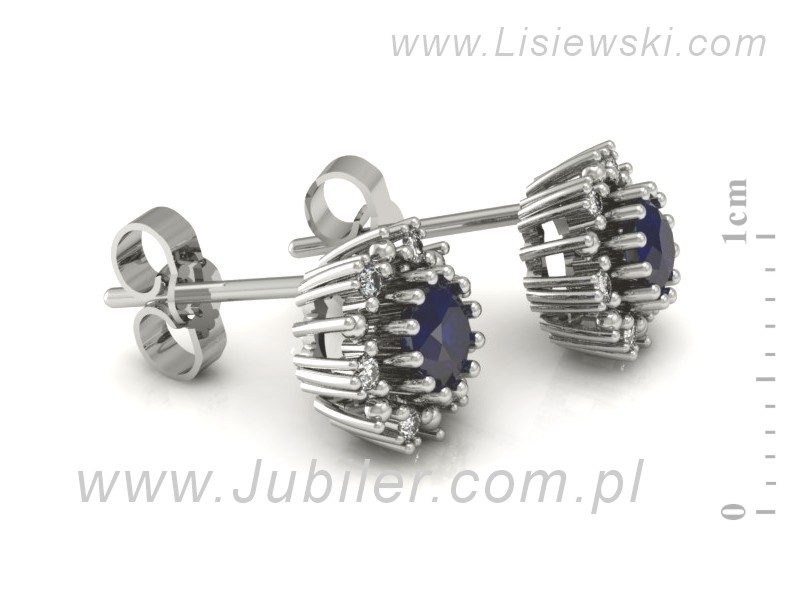 Kolczyki z szafirami i brylantami z białego złota - K15077BS — zdjęcie 3