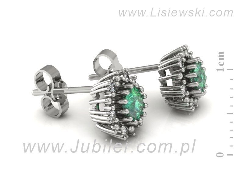 Złote kolczyki ze szmaragdami i brylantami - K15077BSM — zdjęcie 3