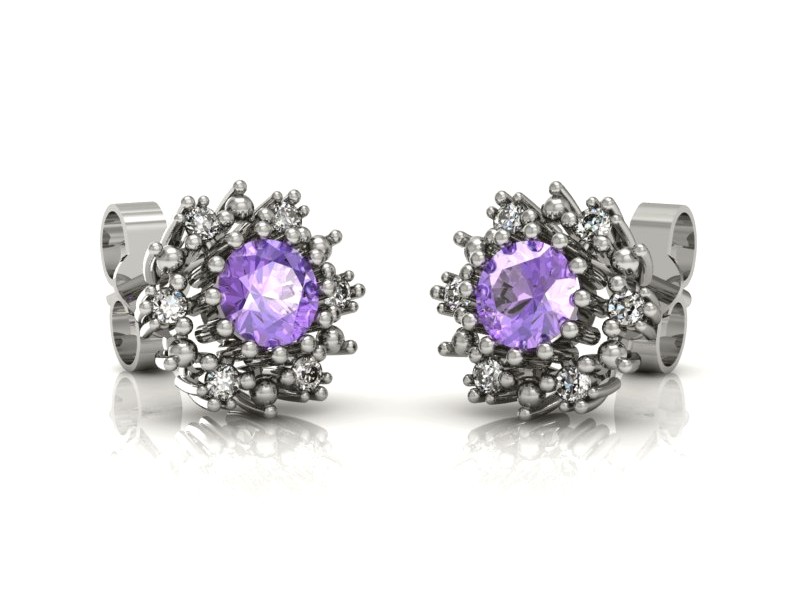 Kolczyki z tanzanitami i brylantami białe złoto - k15077bt