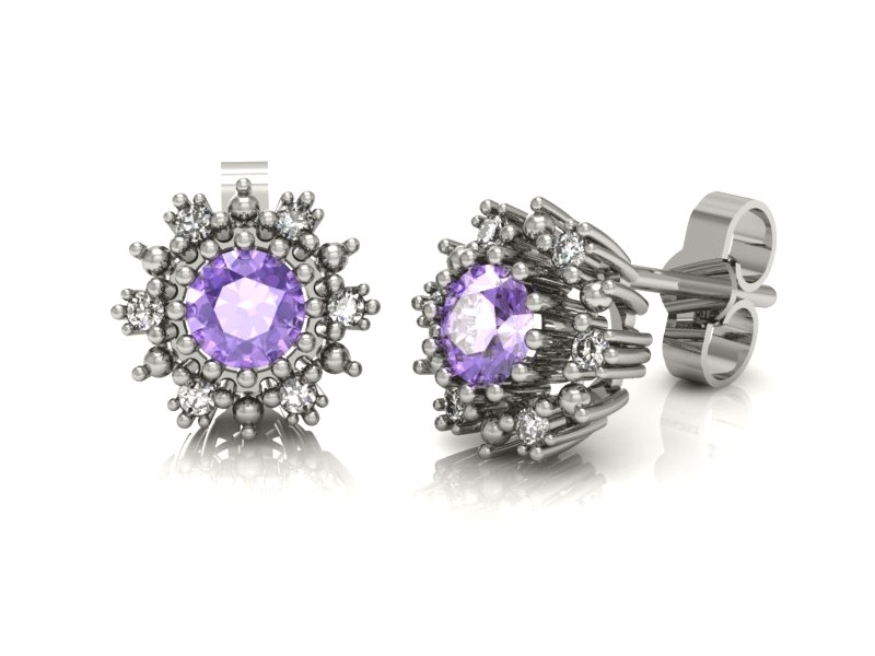 Kolczyki z tanzanitami i brylantami białe złoto - k15077bt — zdjęcie 2