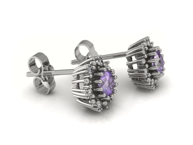 Kolczyki z tanzanitami i brylantami białe złoto - k15077bt — zdjęcie 3