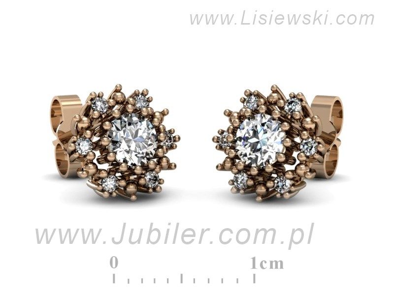 Złote kolczyki z brylantami różowe złoto - k15077c