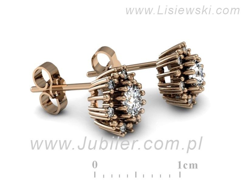 Złote kolczyki z brylantami różowe złoto - k15077c — zdjęcie 3