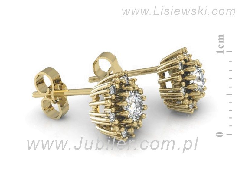 Złote kolczyki z brylantami żółte złoto - k15077z — zdjęcie 3