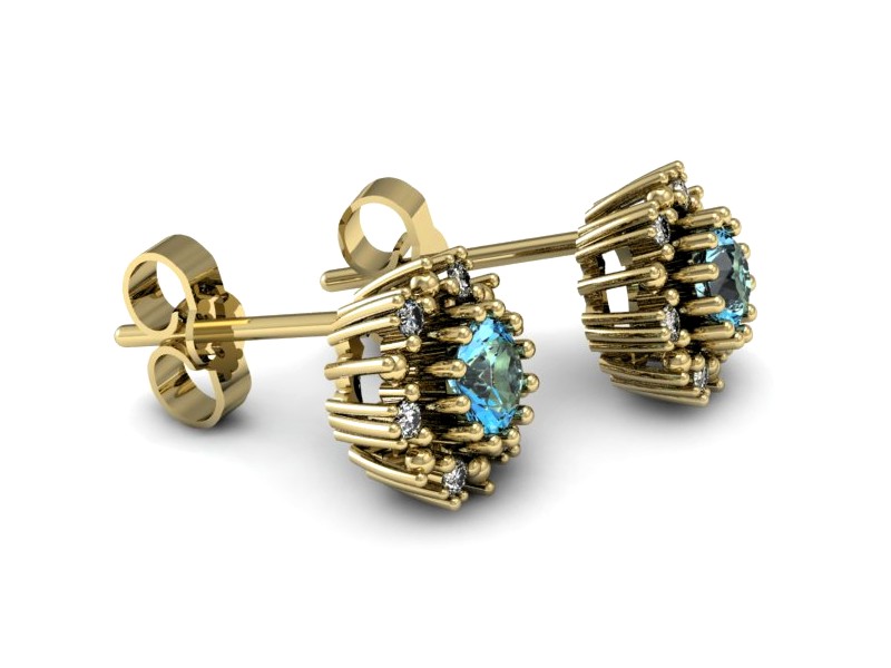 Kolczyki z topazami z brylantami żółte złoto - k15077za — zdjęcie 3