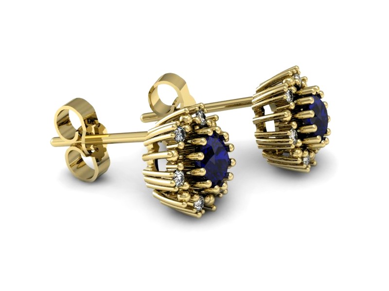 Kolczyki żółte złoto ze spinelami z brylantami - k15077zsp — zdjęcie 3
