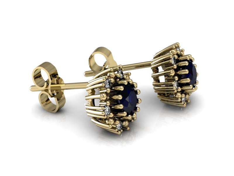 Kolczyki z szafirami żółte złoto z brylantami - k15077zsz — zdjęcie 3