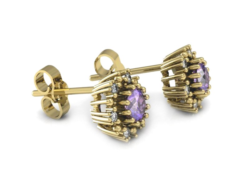 Złote kolczyki z tanzanitami z brylantami - K15077ZT — zdjęcie 3