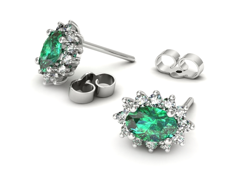 Złote kolczyki ze szmaragdami i brylantami - K15087BSM — zdjęcie 3