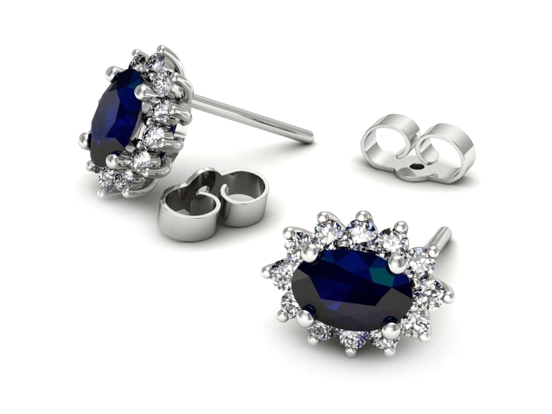 Kolczyki z szafirami i brylantami białe złoto - K15087BSZ — zdjęcie 3