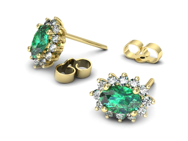 Złote kolczyki ze szmaragdami i brylantami - K15087ZSM — zdjęcie 3