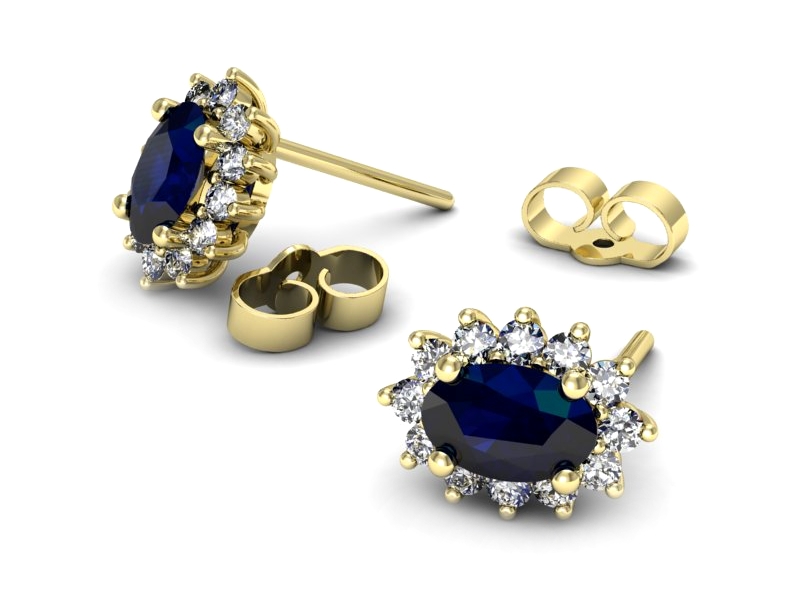 Kolczyki z szafirami żółte złoto z brylantami - K15087ZSZ — zdjęcie 3