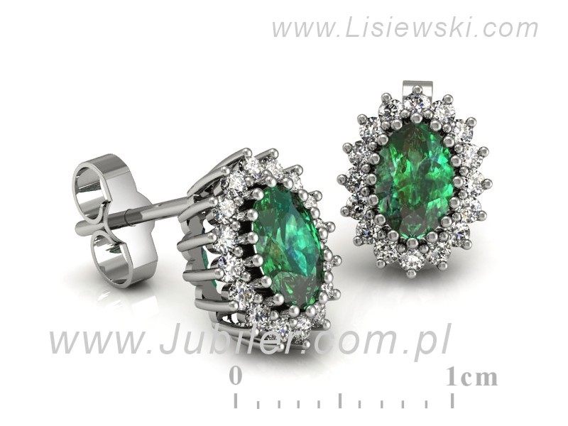 Złote kolczyki ze szmaragdami i brylantami - K15088BSM — zdjęcie 3