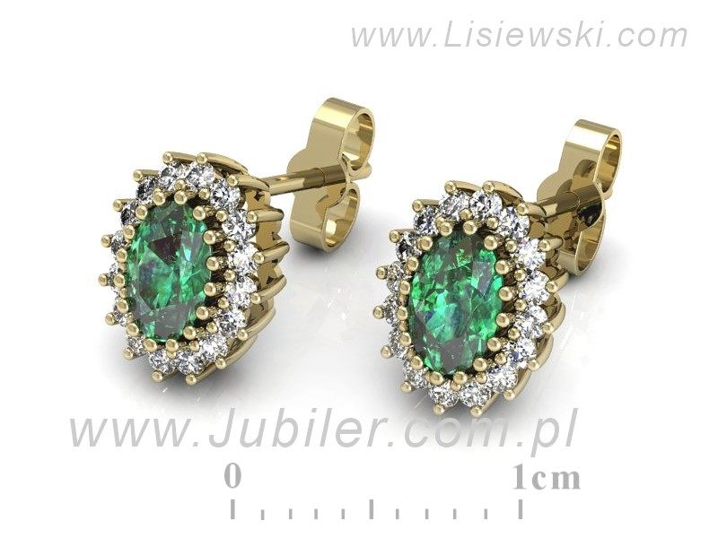 Złote kolczyki ze szmaragdami i brylantami - K15088ZSM — zdjęcie 2