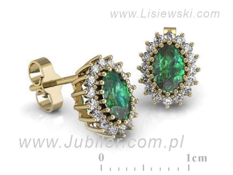 Złote kolczyki ze szmaragdami i brylantami - K15088ZSM — zdjęcie 3