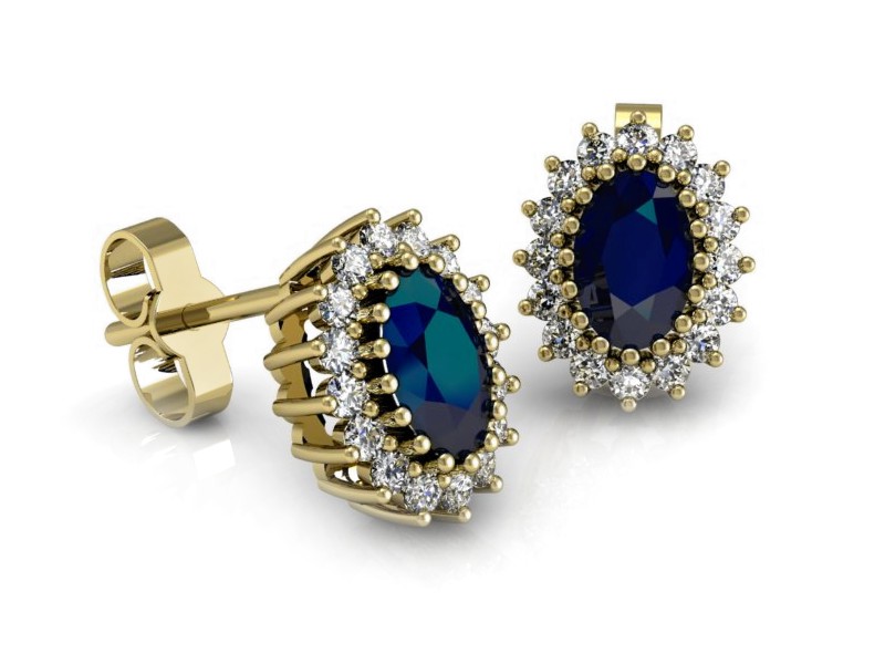 Kolczyki z szafirami żółte złoto z brylantami - K15088ZSZ — zdjęcie 3