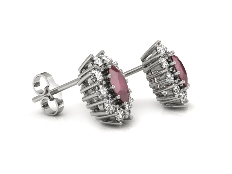 Kolczyki z rubinami z brylantami białe złoto - k15089br — zdjęcie 3