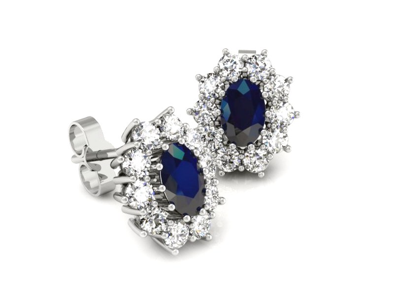 Kolczyki z szafirami i brylantami białe złoto - k15089bsz — zdjęcie 3